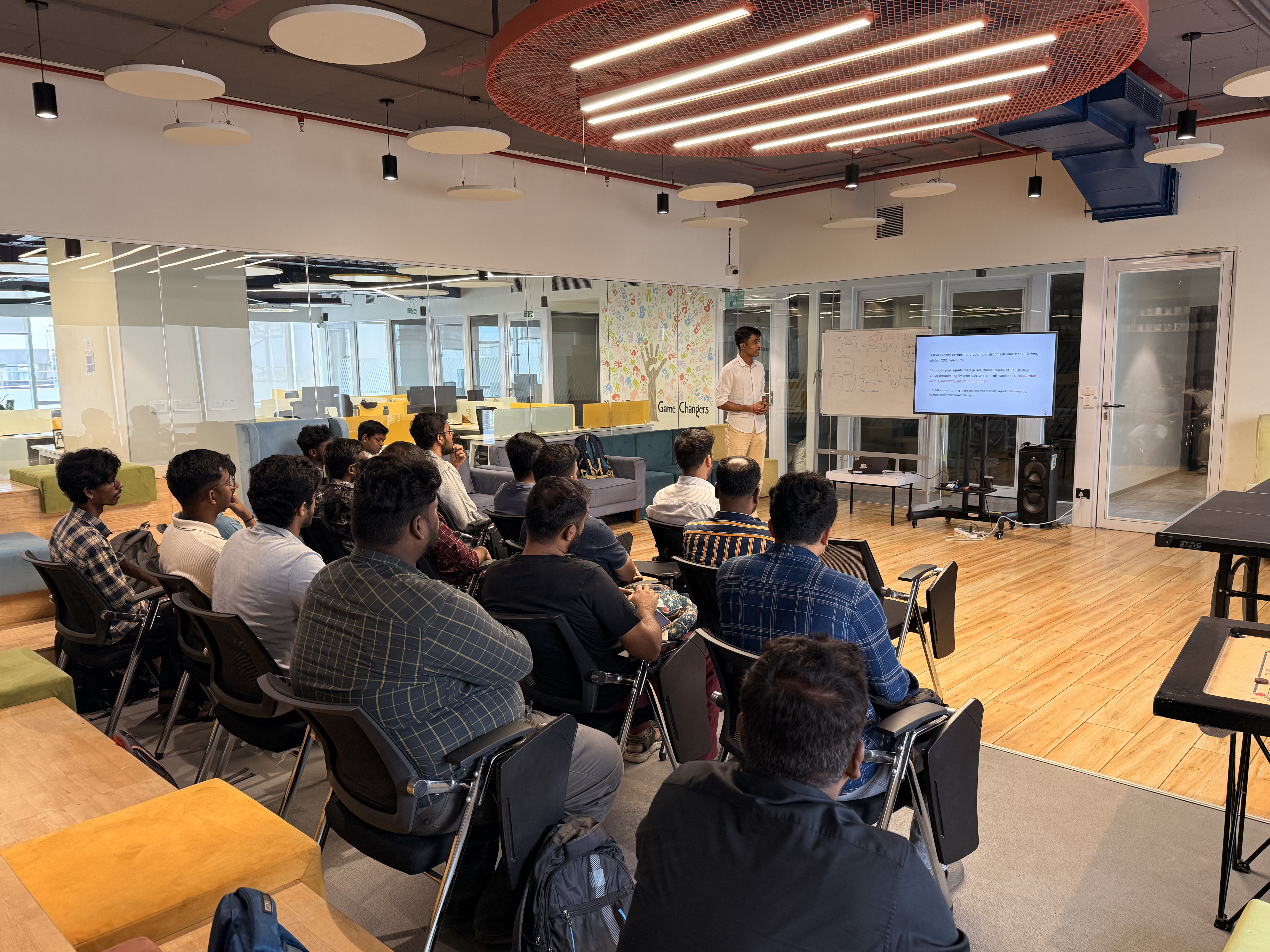Srihari presenting the CocoIndex Kafka connector at the screen