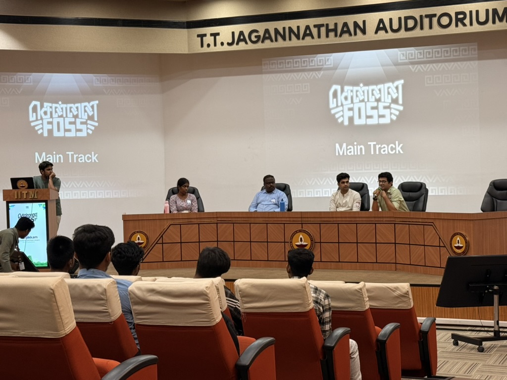 Panel discussion on the future of FOSS, software engineering, and technical education at ChennaiFOSS 2026