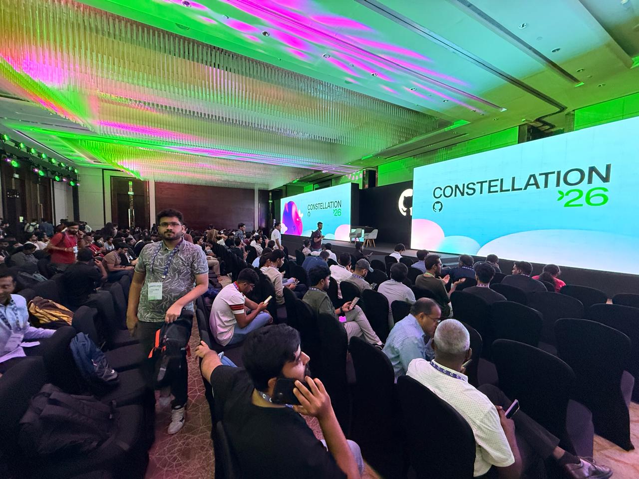 Packed keynote hall at GitHub Constellation Bangalore