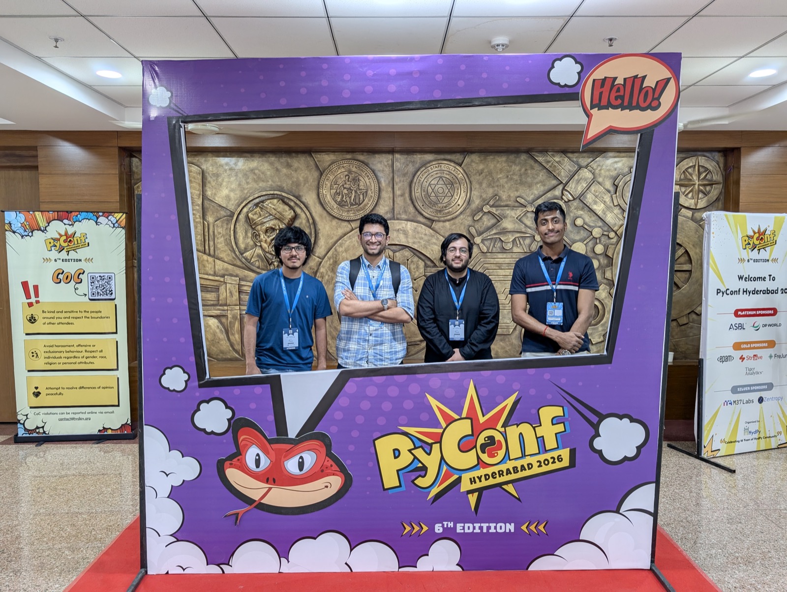 Group photo at the PyConf Hyderabad 2026 booth